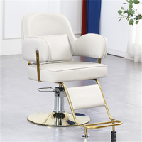 Fauteuil de Barbier Ergonomique Inclinable avec Pompe Hydraulique, Repose-Pieds Réglable, Rotation à 360°, en Similicuir Durable