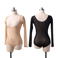 Body en maille à manches longues pour femmes, idéal pour la danse du ventre, avec soutien-poitrine plongeant en U, couche de base transparente en maille, costume de danse