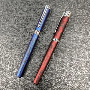 Hot Selling Luxury Branded New Vintage Decorative Design Red Blue Stainless Steel Nib Calligraphy Souvenir Pen