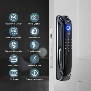 Hot bán tuya ứng dụng mặt cảnh thông minh Wifi kỹ thuật số cửa mã khóa thẻ mở khóa vân tay hoàn toàn tự động khóa cửa thông minh - Product Image 1