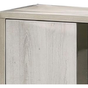 Table de chevet contemporaine avec plateau en mélamine, poignées chromées, finition blanchie, meubles de chambre à coucher - Product Image 3