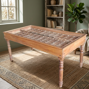 Handmade Solid Wood <b>Dining</b> <b>Table</b> Rectangle <b>Rustic</b> Design Antique Appearance Wooden Legs Home Furniture - Product Image 3