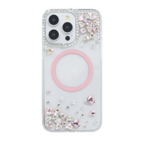 Étui de téléphone antichoc en TPU+PC avec design de diamants scintillants de luxe, support magnétique, plusieurs couleurs, 11/12/13/14/15/16/17/188Pro