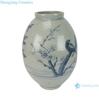 RZNA41-A Vente en gros de porcelaine traditionnelle bleue et blanche sous glaçure rouge, motif floral et de feuilles, forme jujube, faite à la main, écologique