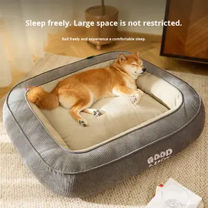 บ้านสัตว์เลี้ยงสำหรับสุนัขและแมวขนาดใหญ่ รุ่นใหม่ หนานุ่ม ยกสูงขึ้น ผ้าวาฟเฟิล อุ่นสบายทุกฤดู ไม่ต้องประกอบ นำเข้าจากต่างประเทศ - Product Image 3