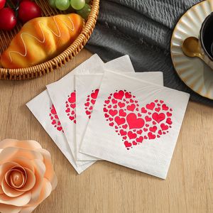 Serviettes de table en papier jetables haut de gamme pour restaurant, serviettes de fête, serviettes de table en forme de cœur rouges estampées or pour la Saint-Valentin - Product Image 4