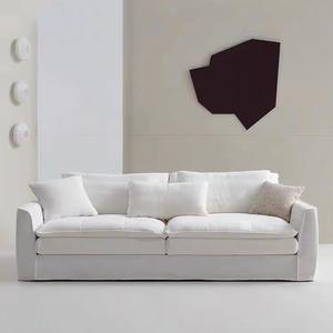 Sofá de Lino y Algodón Estilo Japonés Wabi Sabi, Sofá Recto de Tres Plazas, Desmontable y Lavable para Sala de Estar - Product Image 2