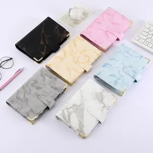 New 6 Ready Colors A6 Marble Leather Hardcover 6 Ring Budget Binder Notebook