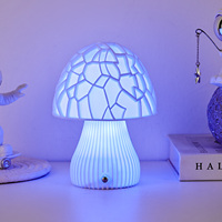Lampe de table champignon de luxe à commande tactile, lumière chaude, éco-responsable, alimentée par courant continu, avec design rechargeable Type-C pour bureaux