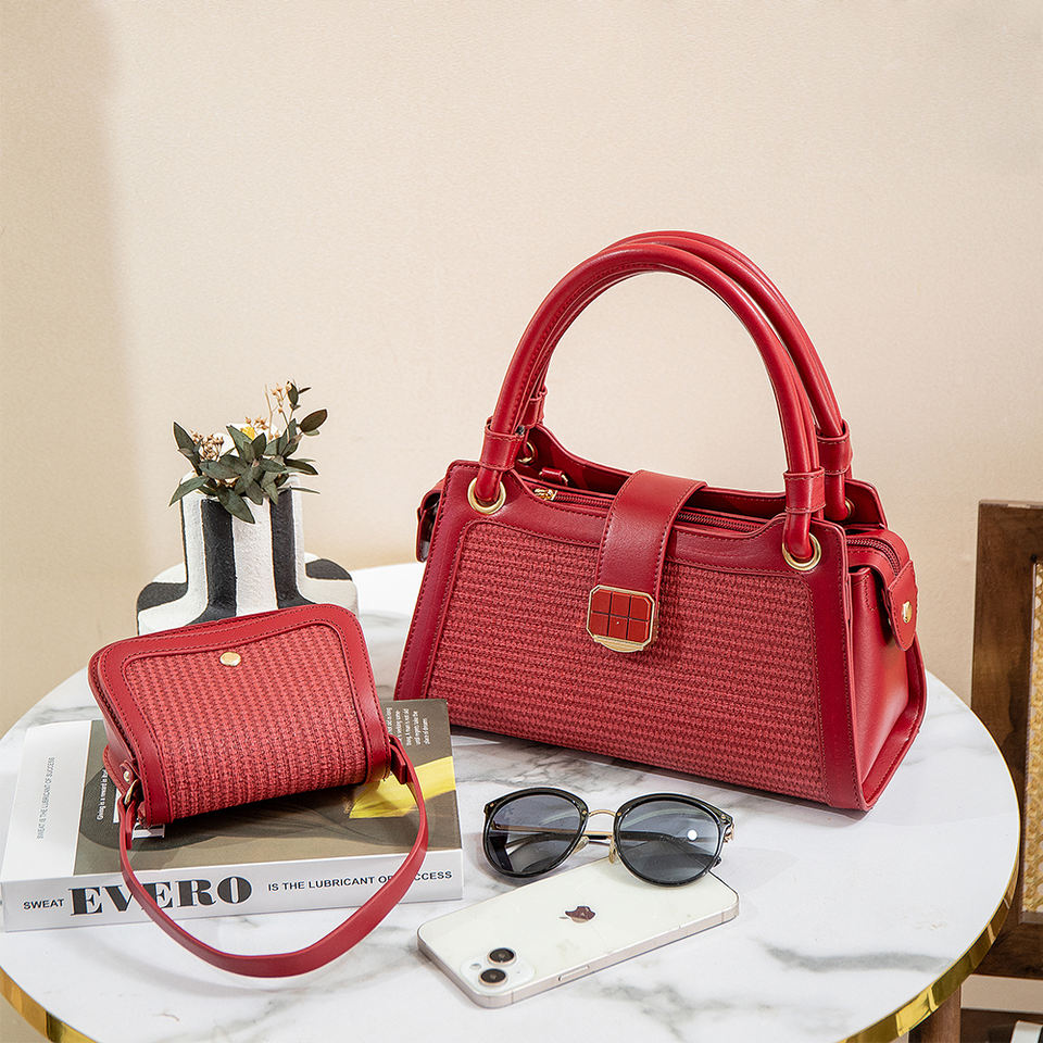 Wholesale Fashion Waterproof Pu Leather Handbags And Wallets 2pcs Set-medium Large Tote Satchel