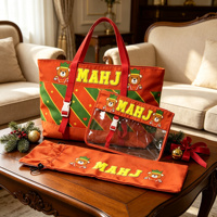 Sac de Mahjong de Noël, ensemble de 3 pièces, grande capacité, sac de rangement portable pour accessoires de Mahjong, sac de voyage pour maquillage, durable