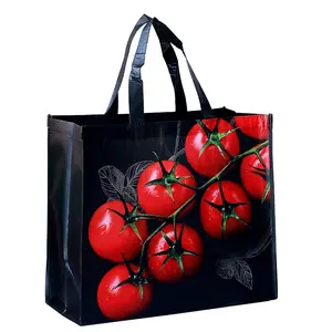 OEM/ODM कस्टम लोगो आरपीईटी किराना सुपरमार्केट टोट पर्यावरण के अनुकूल लैमिनेटेड आरपीईटी गैर बुना शॉपिंग बैग