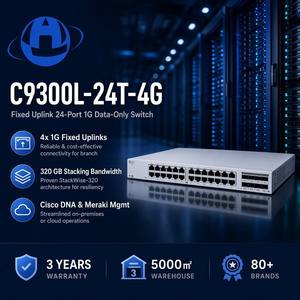 Nuevo Switch Empresarial <span class=keywords><strong>de</strong></span> Entrada Catalyst C9300L-24T-4G <span class=keywords><strong>de</strong></span> 24 Puertos <span class=keywords><strong>de</strong></span> Datos 4x1G con Uplink Fijo StackWise-320 <span class=keywords><strong>de</strong></span> Network Essentials - Product Image 1