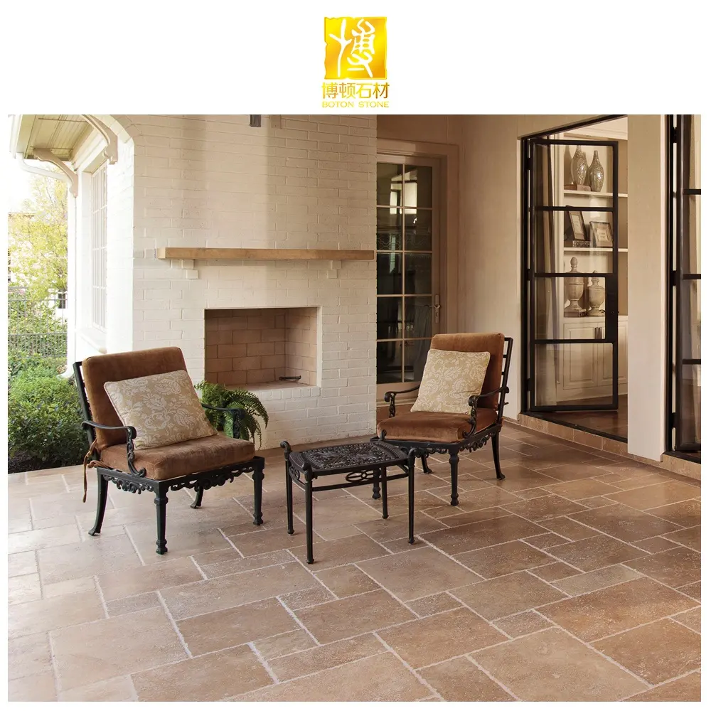 BOTON STONE Outdoor Polished Paving Natural Stone Beige Marble Floor Garden Travertine Tile