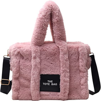 Sac fourre-tout pour femmes à la mode moelleux automne-hiver pochette de rangement poignée supérieure sac à main à bandoulière pour voyage travail doux confortable en peluche