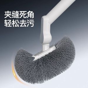 Curved Toilet Brush With Hanging Loop Nylon Bristles For Bathroom Cleaning Extended Handle Wall Mountable - Product Image 5