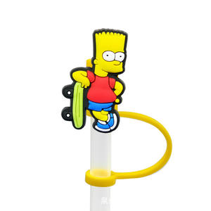 Divertidos dibujos animados <span class=keywords><strong>Simpson</strong></span> reutilizable a prueba de salpicaduras pajita para beber decoración de fiesta promocional dijes de paja cubierta de goma Topper - Product Image 6