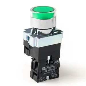 XB2 22mm momentary push button switch power supply with LED light start-stop self-reset round flat head symbol switch