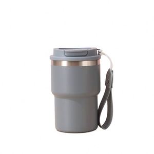 Vaso Térmico Portátil de Acero Inoxidable de Doble Pared de 420 ml (15 oz) con Tapa Antiderrames y Asa de Cuerda para Café al Aire Libre - Product Image 1