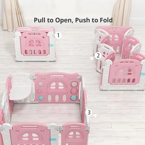 Parc de <span class=keywords><strong>jeu</strong></span> pliable moderne en plastique HDPE pour bébé, couleur personnalisée, enclos de <span class=keywords><strong>jeu</strong></span> intérieur pour enfants avec porte et base de fixation stable pour la maison - Product Image 3