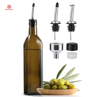 Ensemble distributeur d'huile d'olive et de vinaigre en verre inoxydable de 17oz, entonnoir, bouteille de Cruet d'huile d'olive, Carafe Carafe pour la cuisine