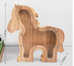 Salvadanaio a forma di cavallo in legno - Product Image 5
