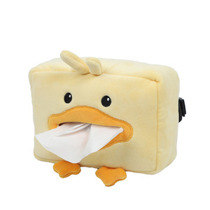 Boîte à mouchoirs en peluche en forme de canard mignon avec support à ventouse, support portable double usage pour véhicule - Product Image 5