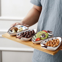 Assiette à apéritif en céramique pour la maison, petit plat à collation en céramique, plateau à fruits secs et noix, bol à fruits compartimenté