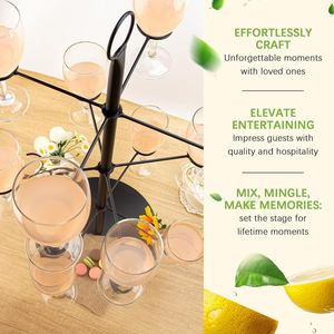 鸡尾酒树架3层旋转12葡萄酒鸡尾酒架，婚礼派对酒吧活动黑色金属香槟塔展示 - Product Image 3