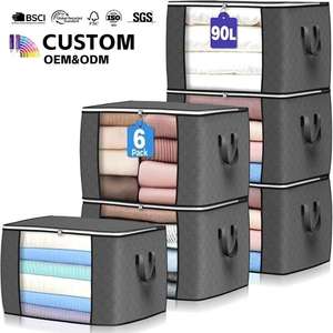 Tas Penyimpanan Pakaian Besar dengan Ritsleting, Tas Penyimpanan Selimut Lipat Non-Woven, Logo Kustom - Product Image 1