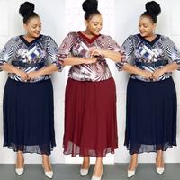 Robe midi formelle pour femmes afro-américaines, motif imprimé, grande taille, robes de bureau