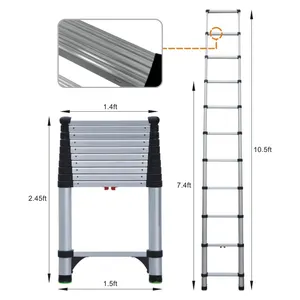 Échelles télescopiques en aluminium de <span class=keywords><strong>3</strong></span> mètres (<span class=keywords><strong>3</strong></span>,2 m) pliables, nouvelle conception 2026, haute qualité, prix bas, plateforme télescopique extensible de 10,5 pieds - Product Image 4