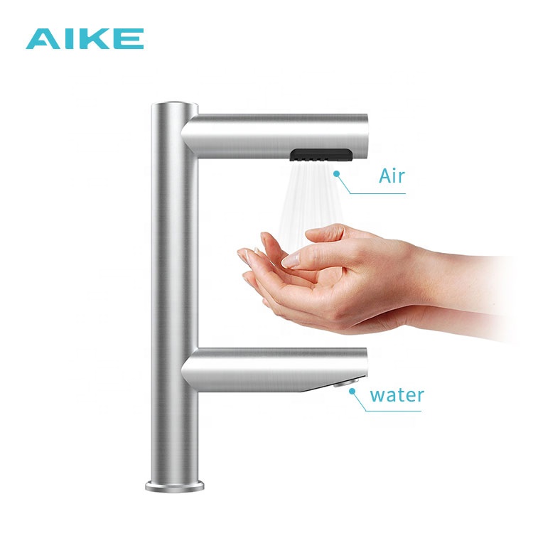 AIKE AK7130 Thế Giới Đầu Tiên Thiết Kế Tự Động F-shape Vòi Và Air Tap/Hand Máy Sấy Cho Nhà Vệ Sinh Với Bộ Lọc HEPA