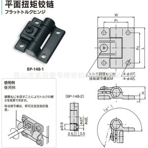 Charnière plate à couple élevé Takigen BP-148-1/2 en nylon 2,5 mm, charnière de meuble à fermeture douce, montage encastré, design industriel - Product Image 1