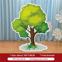 Décor de scène imprimé numériquement avec des arbres forestiers, des plantes, des dessins animés, des ballons en carton KT pour les enfants, la maternelle, les spectacles sur scène