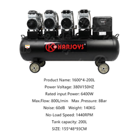 Compresseur d'air silencieux KARJOYS 200L, compresseur d'air électrique 6400W, compresseur d'air sans huile, débit max. 800L/min