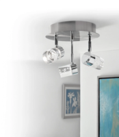 Plafonnier moderne LED 3H en forme de cylindres en cristal, montage encastré, 15W, dimmable, 3000K, couvercle en acrylique, finition en acier BN