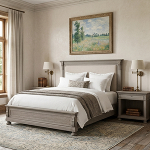 Cama <span class=keywords><strong>de</strong></span> Pared Francesa RH ST. JAMES, Tamaño King, Cabecera Tapizada, Estructura <span class=keywords><strong>de</strong></span> <span class=keywords><strong>Madera</strong></span> Sólida, Color Gris Claro, Muebles Elegantes para Dormitorio - Product Image 2