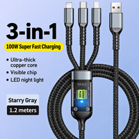 Câble USB Type-C universel 100W luminescent pour appareils électroménagers, conducteur en cuivre pur à 6 brins, longueur 1 mètre – Vente Flash