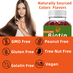 High Potency Skin Care Beauty Supplement Improve Skin Hydration Help Thick Hair <b>Biotin</b> <b>Gummies</b> with Sodium - Product Image 2