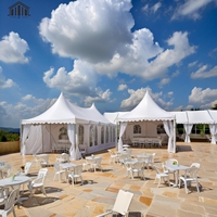 Tente de pagode en alliage d'aluminium galvanisé à la mode de 5x5m avec mur de verre résistant au vent pour banquets salons couverture en polyester
