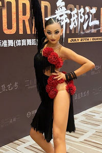 Gaun Tari Latin Vennystyle - Gaun Bunga Spandex/Katun <span class=keywords><strong>High</strong></span>-End Custom-Made dengan Rumbai untuk Ballroom - Product Image 5