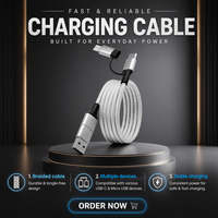 Câble de données magnétique 4-en-1 USB Type-C en nylon, nouvelle conception 2026, charge rapide 3A 60W, idéal pour les cadeaux promotionnels