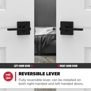 Pegangan pintu privasi Interior dengan tuas kunci tuas pintu untuk kamar mandi dan kamar tidur, kunci belok tanpa kunci Matte hitam dapat dibalik - Product Image 4