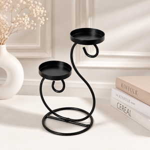 Minimalist Dual Tealight <b>Candle</b> Stand – Modern Table Centerpiece <b>Black</b> <b>Metal</b> <b>Candle</b> <b>Holder</b> Stand for Wedding & Event - Product Image 4