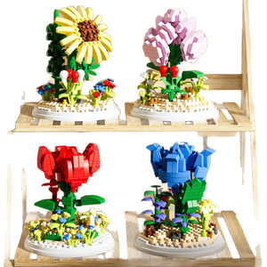 Jouets de construction de fleurs <span class=keywords><strong>en</strong></span> plastique, décorations de pots de fleurs élégantes, adaptés aux filles, entièrement assemblés. - Product Image 6