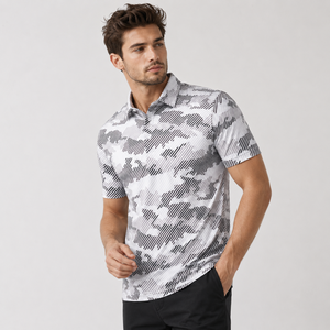 Polo Dryfit para Hombre, Venta al por Mayor, Estampado de Camuflaje, Ropa de Golf de Alto Rendimiento, Secado Rápido, 88% Poliéster, 12% Elastano, 150GSM, Disponible en Stock - Product Image 1