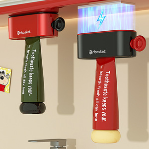 Drbasket <b>Toothpaste</b> <b>Dispenser</b> Magnetic Wall Mounted Red Black Cylindrical Bathroom Storage Holder - Product Image 3