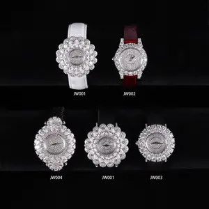 JW002 Fábrica de joyería permanente al por mayor de oro personalizado de lujo de plata esterlina 925 cuarzo Moissanite relojes de diamantes para las mujeres