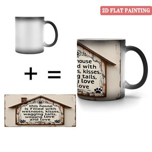 Heat Changing Mug 11oz Frosted Black Ceramic Custom Print Cup With <b>Dog</b> House Design - Product Image 4